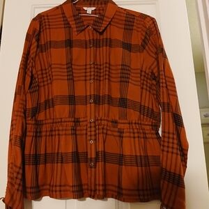 Cato Rust and Navy Plaid Shirt